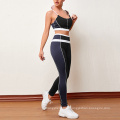 Lightweight Ladies Fitness Wear Back Cross-Criss Padded Sports Set Legging Bra Contrast Color Summer Yoga Sets